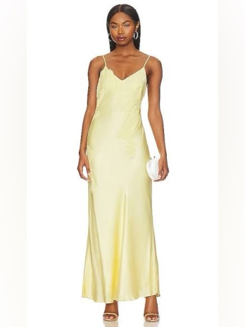 Bardot Yellow Satin Lace Maxi Dress